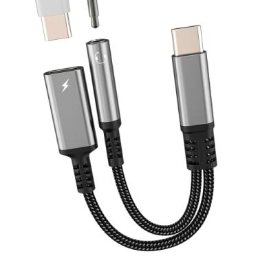 Imagem de Cabo adaptador de áudio USB-C para 3,5 mm, 2 em 1, DAC tipo C, divisor auxiliar para iPhone15 Pro Max, iPad Pro, compatível com Samsung Galaxy S20, S21, S22, Ultra, Note10, S9, acessórios para fone de