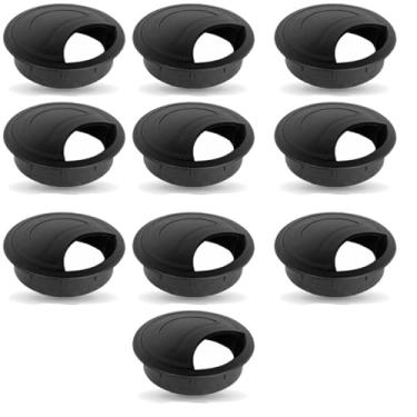 Imagem de Conjunto Com 10 Unidades Acabamento Passa Fio Cabo Mesa de Computador Com tampa Removivel