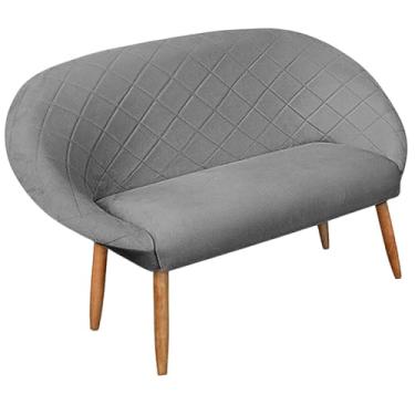 Imagem de Namoradeira Sofá 2 lugares para sala de estar recepção Escritório Sala de espera resistente Confortável pés de madeira resistente MOBLAN decor (CINZA)