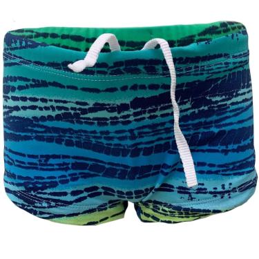 Imagem de Sunga Listrada Verde Infantil Proteção Uv 50 Praia Natação Juvenil Piscina Banho Nadar Filtro Solar
