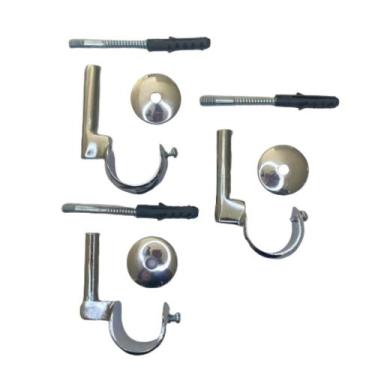 Imagem de Kit 3 Suportes Simples de Teto para Varão de Cortina 19mm - DECOR LIDE