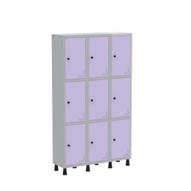 Imagem de Roupeiro Aço Light 3v 09 Portas Gr303/9 Cinza/Lilás