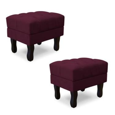 Imagem de Kit com 2 puff baú luis xv capitonê suede srj moveis - SRJ MÓVEIS, BOR
