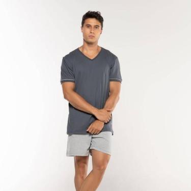Imagem de Pijama Curto Chumbo/Mescla KPR 173004 100% Algodão, Chumbo, Mescla, G