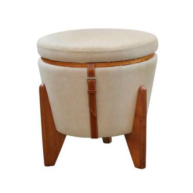 Imagem de Conjunto 2 Puffs Baú Fênix Mesa Castellar Móbile - Kit, Bege Claro