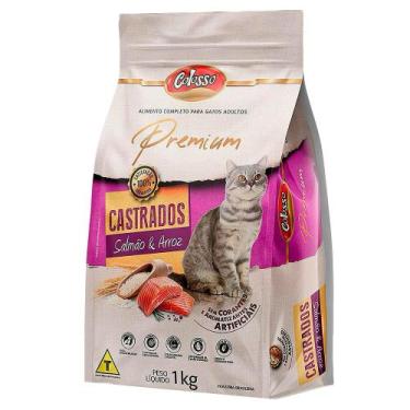 Imagem de Ração para Gatos Colosso Premium Adultos Castrados Sabor Salmão e Arro