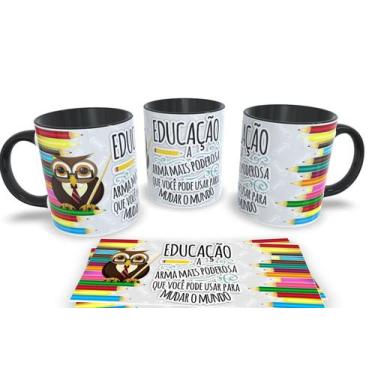 Imagem de Canecas Preta Personalizadas dia dos Professores - Estampa Sublimada, 