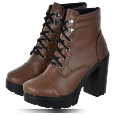 Imagem de Coturno Femininno Plataforma  Ferradura - M.D.S CALÇADOS, Marrom sinté