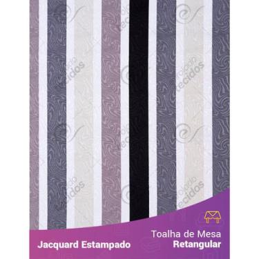 Imagem de Toalha de Mesa Retangular em Tecido Jacquard Estampado Listrado Cinza 