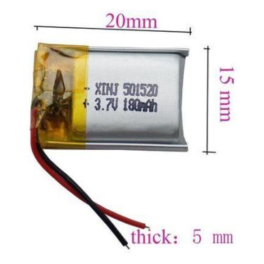 Imagem de Bateria  180 Mah  3.7v 2 Fios 5mm  X 15mm X 20mm 501520 - KMIG
