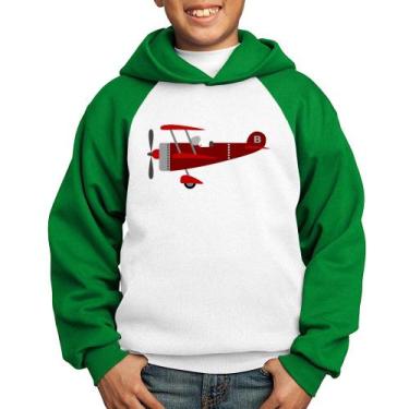 Imagem de Moletom Infantil Avião Biplano - Foca na Moda, Branco, Verde, 14