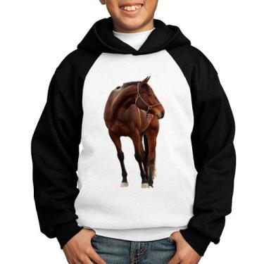 Imagem de Moletom Infantil Cavalo Andaluz - Foca na Moda, Branco, Preto, 12