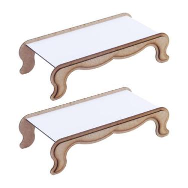 Imagem de 2 Bandejas Decorada Retangular Linha Premium - Mdf Branco - Modernarte