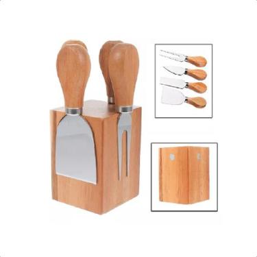Imagem de Kit 4 Facas Para Queijo e Suporte Magnético - UnyHome