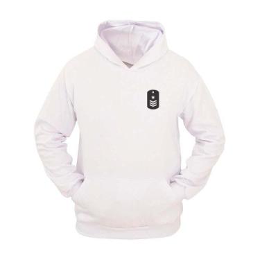 Imagem de Moletom Masculino Canguru Estampa Patente Militar Ragor, P, Branco