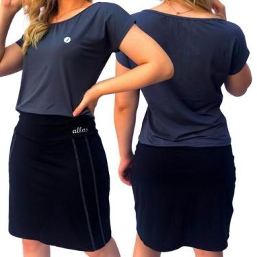 Imagem de Conjunto Short Saia + Blusa Dryfit Moda Fitness Modesta Evangélica Pol