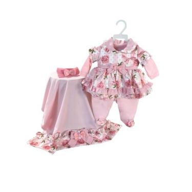 Imagem de Saida Maternidade Rosa Com Floral Menina - PEQUENO ANJO, Rosa, RN