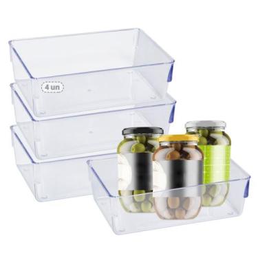 Imagem de Kit 4 Organizador Geladeira Armario Gavetas Multifunções Cozinha - Pla