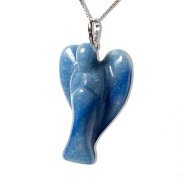 Imagem de Colar Anjo Pedra Quartzo Azul Natural Pino Prata 950 - CristaisdeCurve