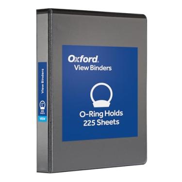 Imagem de Oxford Fichários de anel, fichários redondos de 2,5 cm, fichário de visualização, capas em 3 lados, dobradiça XtraLife, antiaderente, sem PVC, preto, capacidade para 225 folhas (1002546)