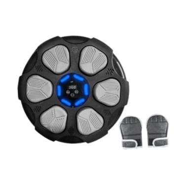 Imagem de menolana Máquina de boxe musical, treinador de boxe com velocidade da luz, alvo eletrônico ajustável de parede para treino interno, kickboxing, Grayblack Tem Luvas