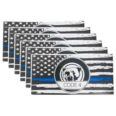 Imagem de 6 peças de adesivo de linha azul fina código 4 decalque de carro laptop, linha azul fina bandeira para-choque, adesivos de apoio da polícia, bandeira americana, linha azul fina decalque para carros,