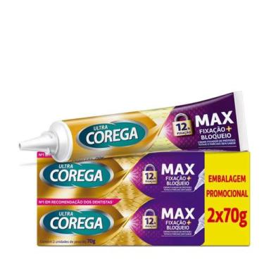 Imagem de Kit 2 Ultra Corega Creme Maxima Fixação Sem Sabor 70g - GSK 