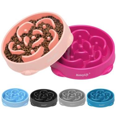 Imagem de Tigelas para Cães Slow Feeder MateeyLife - 2 Unidades (Rosa e Roxo) - 