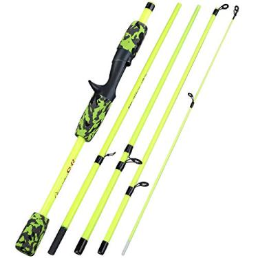 Imagem de Vara de pesca Sougayilang 2PC Vara de fundição, vara de pesca leve de fibra de carbono-180cm-amarelo-justa