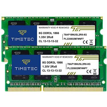 Imagem de Timetec Kit de 16 GB (2 x 8 GB) DDR3L / DDR3 1866MHz PC3L-14900 / PC3-14900 Non-ECC Unbuffered 1.35V / 1.5V CL13 2Rx8 Dual Rank 204 Pinos SODIMM Laptop Notebook PC Memória RAM Upgrade