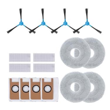 Imagem de Acessórios para aspirador de pó robô, 4 escovas laterais, 4 almofadas de pano de esfregão, 4 sacos de pó a vácuo, 4 filtros Hepa