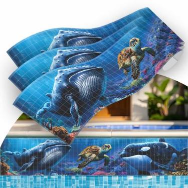 Imagem de Kit 26 Adesivos Piscina Vinílico Fundo do Mar Baleia, Tartaruga e Orca