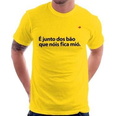 Imagem de Camiseta É junto dos bão que nóis fica mió - Foca na Moda, Amarelo, GG