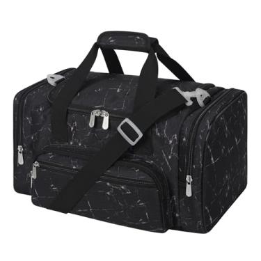 Imagem de YoKelly Bolsa esportiva pequena de 43 cm, Mármore preto, Carry On 17 inch, Bolsa de ginástica pequena