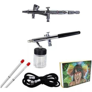 Imagem de Kit aerografo de gravidade dupla ação + aerografo de sucção dupla ação