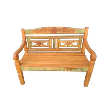 Imagem de Banco Namoradeira Flower em Madeira de Demolição - Cód 1830