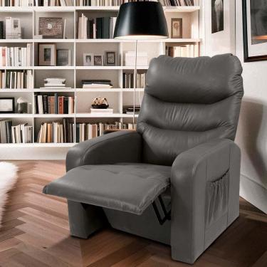 Imagem de Poltrona Para Leitura Reclinável Corino Cinza Pitta Shop jm