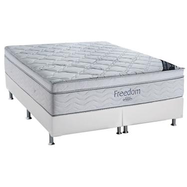 Imagem de Cama Box King: Colchão Molas SuperPocket Ensacadas Ortobom Freedom Visco + Base crc Courano Branco(193x203)