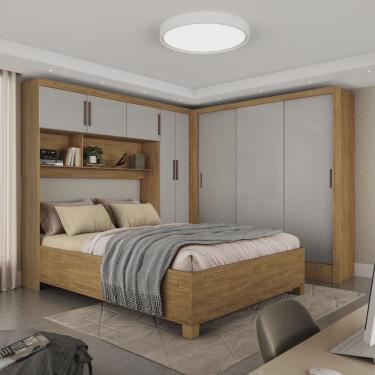 Imagem de Guarda-roupa Casal Modulado 5 Portas com Cama Santiago 3 Portas 5 Gavetas