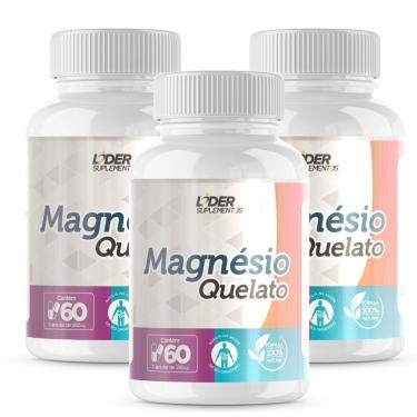 Imagem de Magnésio Quelato 60 Cáps De 500Mg Kit Com 3 Potes