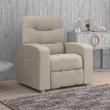 Imagem de Poltrona do Papai Reclinavél Azera Suede Bege para Sala de Estar - Leartam