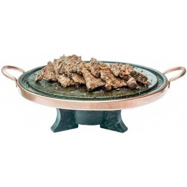 Imagem de Kit Fondue Pedra Sabão Completo 8 Pçs Chapa 27 Cm