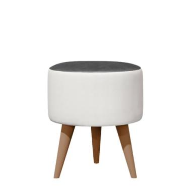Imagem de Puff Redondo Apoio p/os Pés Banqueta 30x30cm Decorativa (SUEDE BEGE CLARO/CINZA)