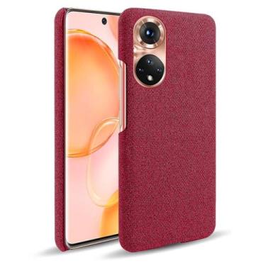 Imagem de Capa para Honor 50,Capa desenhada em lona,Case Protetora Ultrafina com Empunhadura Macia,Design em Tecido Antichoque e Antiarranhões-Red