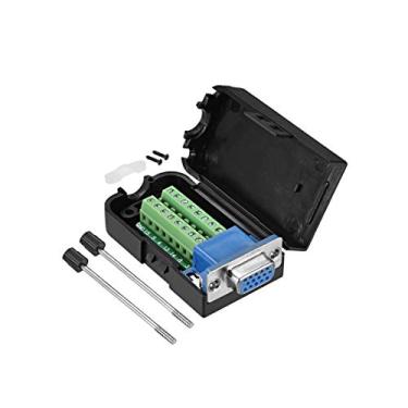 Imagem de uxcell D-sub DB15 Conector de placa de breakout com caixa de 15 pinos 3 fileiras fêmea porta sem solda terminal adaptador de bloco com parafusos de polegar
