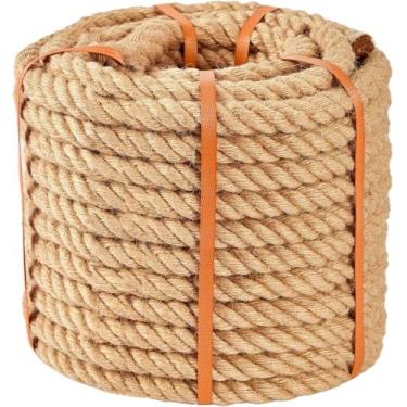 Imagem de RooPeem Corda De Juta (3,8 Cm X 12,2 M) 100% Natural, Cânhamo Grossa, Torcida, Cm, 4 Dobras, Manila Para Artesanato, Árvore Gatos, Decoração Casa, Paisagismo, Balanço Suspensa
