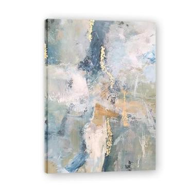 Imagem de Tela abstrata verde e branca pintura de parede impressão em tela pôster imagem colorida moderna arte abstrata decoração de parede corredor escadas quarto decorações 85 x 60 cm