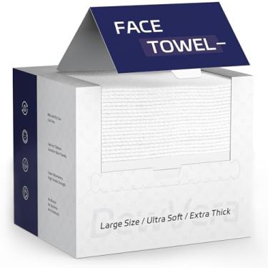 Imagem de DewVera Toalha De Rosto Descartável, 10" X 12", Lenços De Papel Grossos E Ultramacios, Sem Fiapos, De Uso Único, Removedor De Maquiagem, Lenços Secos, Pano De Rosto Para Limpeza De Pele Sensível, 50