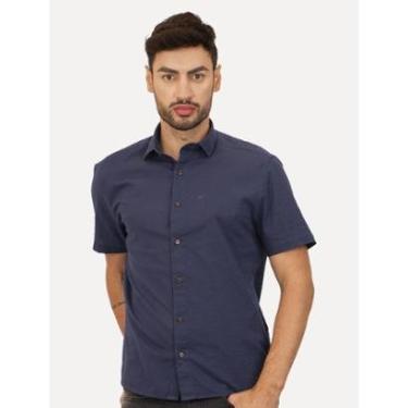 Imagem de Camisa Ellus Masculina Regular Manga Curta Linen Like Surf New Italian Marinho-Masculino