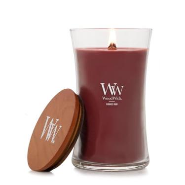 Imagem de WoodWick Vela de ampulheta grande perfumada Rouge Oud, racha enquanto queima, até 120 horas de tempo de queima, perfeita para presente, 595 g